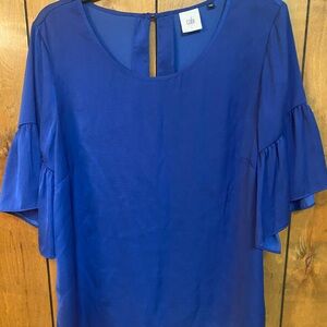 CAbi Women's Royal Blue Flounce Sleeve Blouse